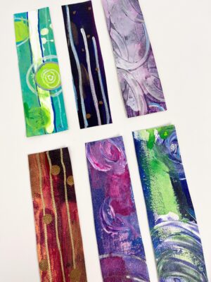 Original abstract art bookmark – One of a kind repurposed and upcycled painting